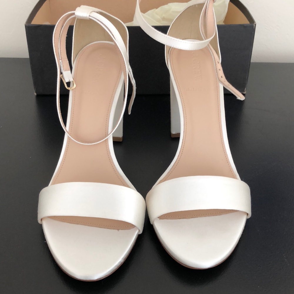 J crew satin block heel